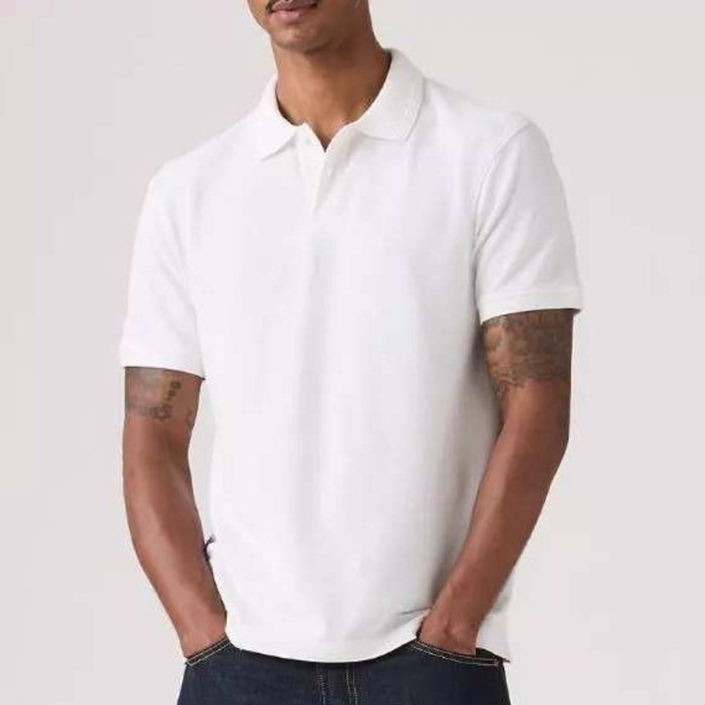 NWT Levis Polo Shirt Men's L White 100% Cotton Standard Fit